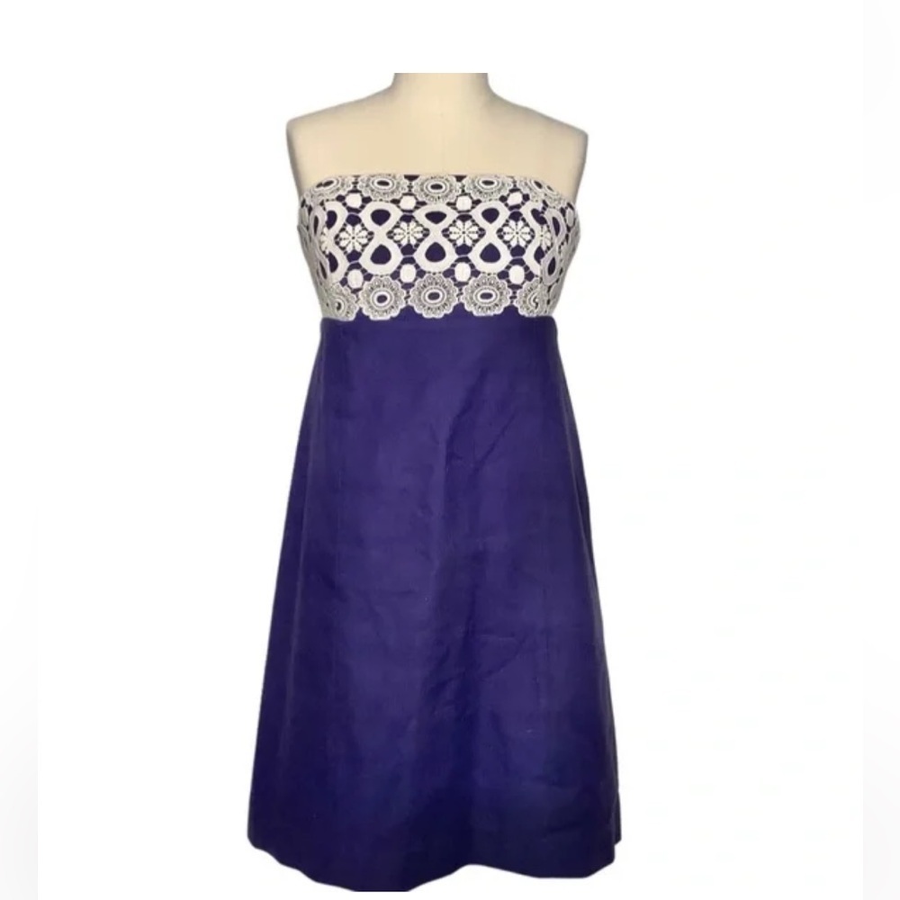 Lilly Pulitzer Bowen Navy Lace Strapless Dress